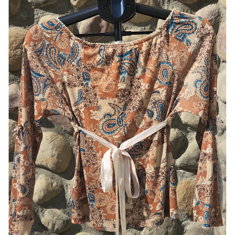 Women's Vintage Y2K Size Large Babydoll Tie Back Top Fairy Grunge Sheer Layering - Picture 2 of 4